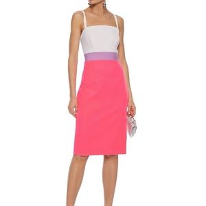 Milly Ollie Color Block Sheath Dress in Ivory/Lavender/Hot Pink Size 6